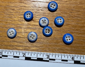 Lighter blue ringer or inkwell buttons, blue and white. Set of eight (8)