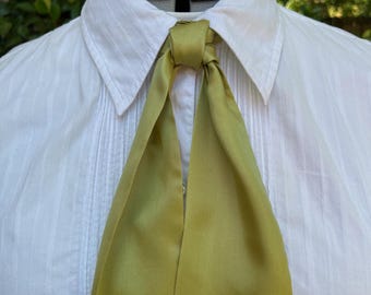 Yellow green silk necktie, 19th century style