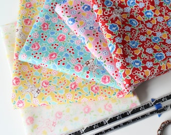 Fat quarter bundle of Bambi in the garden from the 30's fabric collection Spring 2018 by Atsuko Matsuyama for Yuwa - 5 pieces