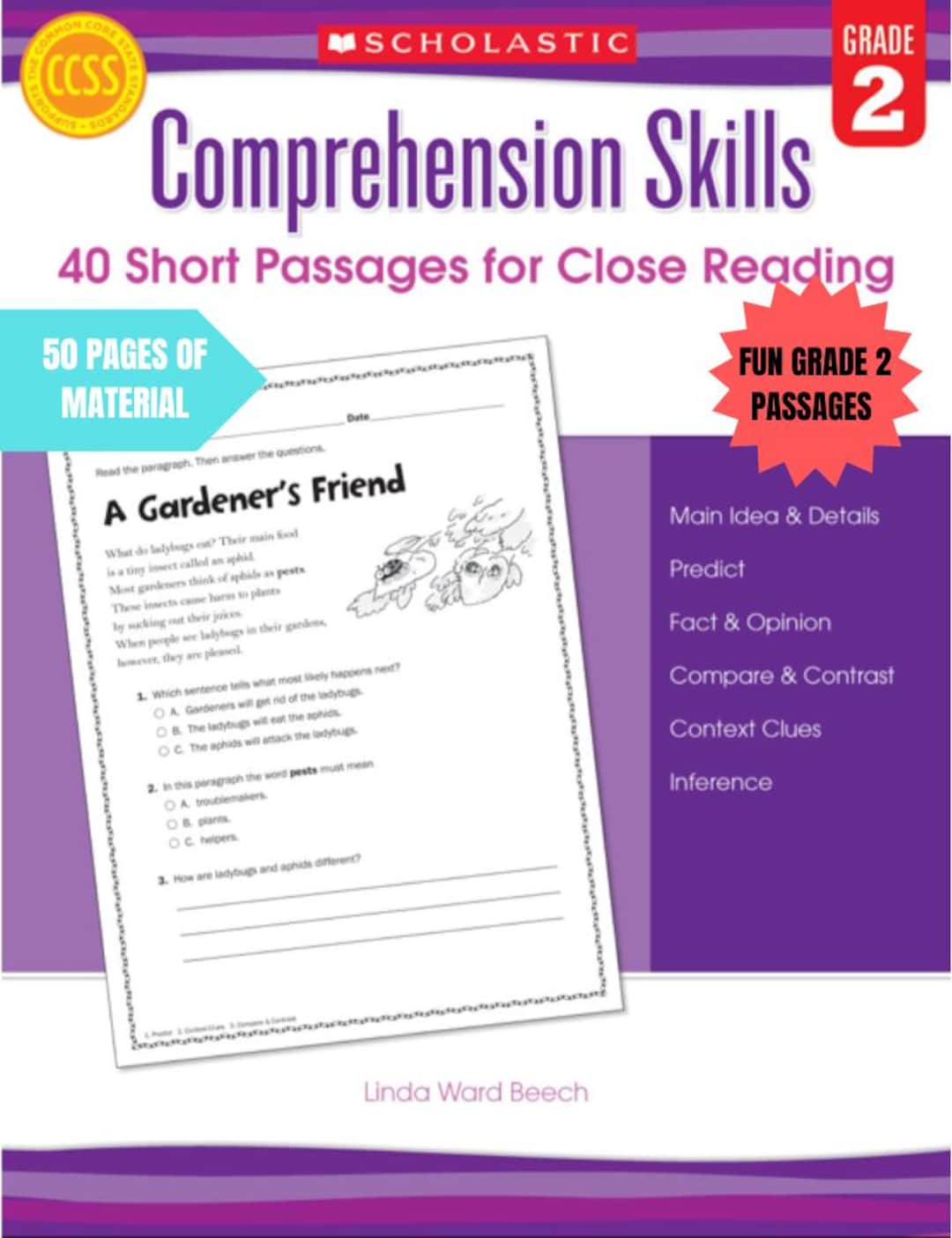 Comprehension Skills Grade 2 Back to School Language Reading Work Book ...