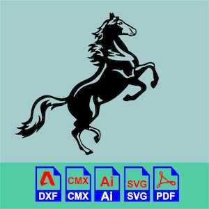 Rearing Horse Svg Running Stallion Dxf Vector Clipart Laser Cut File for Cnc Glowforge Horse Silhouette Ai Art Digital Download