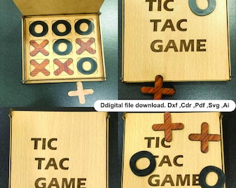 Laser Cut Tic Tac Toe Wooden Game Svg Files, Vector Files For Wood Laser Cutting Board Game. |wooden xs and os board game cricut