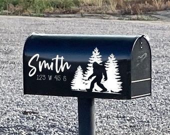 Bigfoot Sasquatch Personalized Mailbox Decal with Personalized Address Numbers - Vinyl Wall Art, Graphics, Lettering, Decals, Stickers