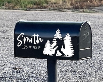 Bigfoot Sasquatch Personalized Mailbox Decal with Personalized Address Numbers - Vinyl Wall Art, Graphics, Lettering, Decals, Stickers