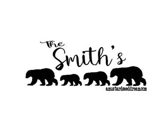 Personalized Mailbox Decal with Bears - Vinyl Wall Art, Graphics, Lettering, Decals, Stickers, Wedding