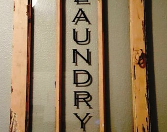 Vertical Laundry Door Sticker Decal with embellishments - Vinyl Wall Art, Graphics, Lettering, Decal, Sticker