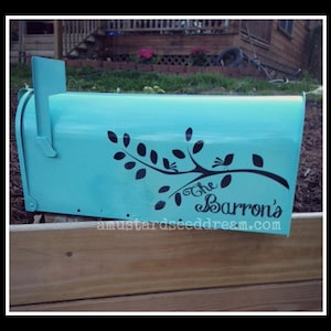 Personalized Mailbox Decal with Branch and Birds - Vinyl Wall Art, Graphics, Lettering, Decals, Stickers