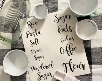 Canister Labels for kitchen, pantry, butlers pantry, bakery - Self Adhesive Vinyl Sticker - Letters, Decal