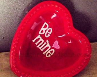 Be Mine - Valentine's Saying for Dish or Plate - Vinyl Wall Art, Graphics, Lettering, Decals, Sticker