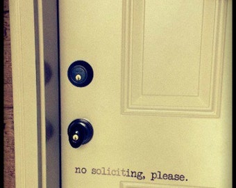 No Soliciting Door Cling - Vinyl Wall Art, Graphics, Lettering, Decals, Stickers