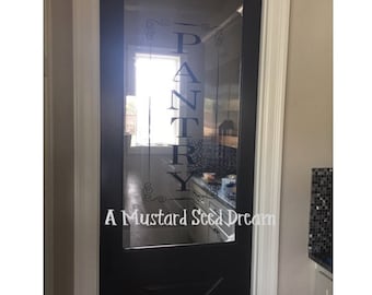 Vertical Pantry Door Sticker Decal with Outline and Corner Embellishments - Vinyl Wall Art, Graphics, Lettering, Decal, Sticker, Home