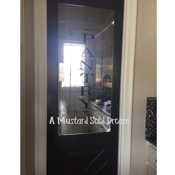 Vertical Pantry Door Sticker Decal With Outline And Corner Embellishments Vinyl Wall Art Graphics Lettering Home