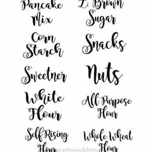 Canister Labels Set #2 Pancake Mix L. Brown Sugar Cornstarch Snacks Sweetner Nuts White Flour Self Adhesive Vinyl Sticker - Letters, Decals