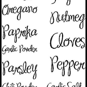 Spice Labels Kitchen/Pantry Accessory Vinyl Wall Art Lettering image 1