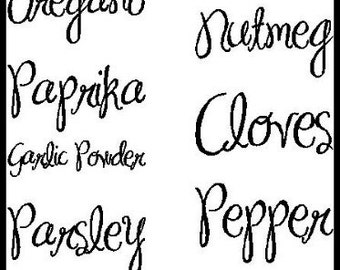 Spice Labels - Kitchen/Pantry Accessory -  Vinyl Wall Art - Lettering