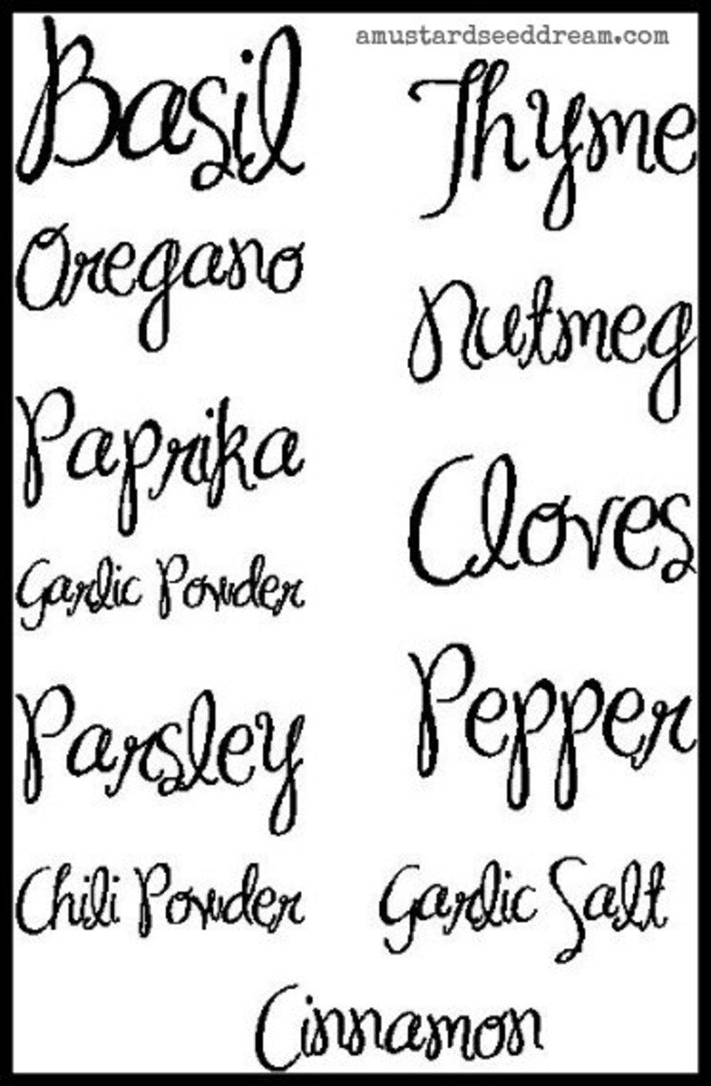 Spice Labels Kitchen/Pantry Accessory Vinyl Wall Art Lettering image 1