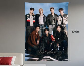 Hangtapijt Bangtan | Bantan Boys | Gepersonaliseerde muurkunst | Polyesterstof | Vlag van het schip: