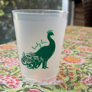 REUSABLE FROST FLEX 16 oz Mahjong cups. Set of 10 Birdie Bam