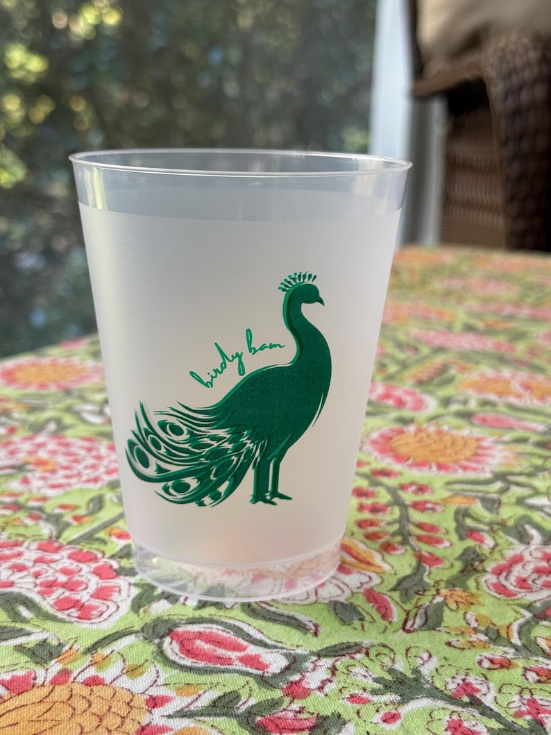 REUSABLE FROST FLEX 16 oz Mahjong cups. Set of 10 Birdie Bam
