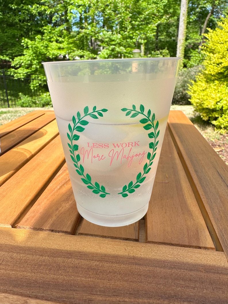 REUSABLE FROST FLEX 16 oz Mahjong cups. Set of 10 Less work more Mahj