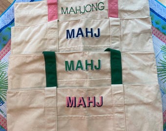 Mahjong canvas tote bag