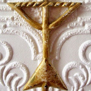 Arrow Wall Hook Gold Cast Iron Hanger Hand Painted