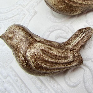 Cast Iron Bird Knobs Antiqued Cream Available in Sets of Two