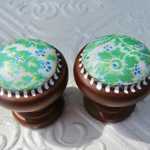 Green Floral Wood Knobs