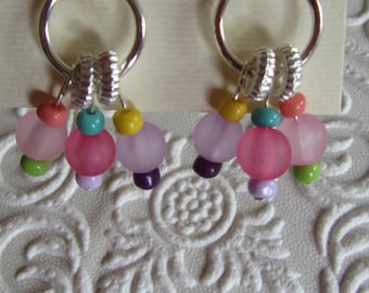 Colorful Layered Drops with Silver Accents Earrings
