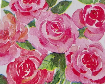 Pink Rose Coasters Home Decor Hand Made Wood Set of 4