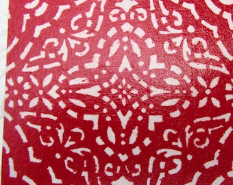 Red and White Wood Coasters Hand Made Set of 4