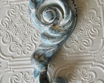 Architectural Ornament Blue Antiqued  and Aged One of a Kind