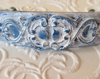 Cobalt Blue and White Keyhole Drawer Pull with 3" Centers