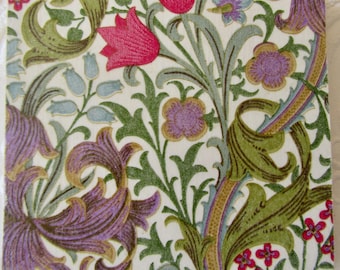 William Morris Style Floral Wood Coasters, Set of 4, Home Accents