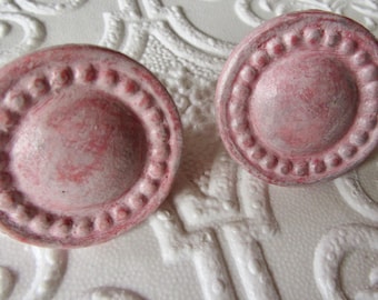 Set of Pink Aged Dotted Knobs