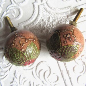 Antiqued Pink, Green, White Floral Hand Painted Knobs