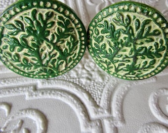 Green and Creamy Yellow Tree Knobs for Drawers and Cabinets