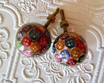 Set of 2 Antiqued Button Knobs