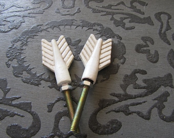 2 Arrow Pulls White and Gray Distressed Available in Pairs