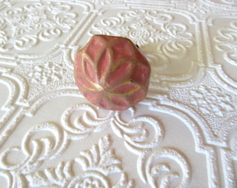 Muted Coral Pink and Gold Octagon Knobs