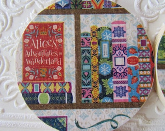 Books Wood Coasters Hand Made Set of 4