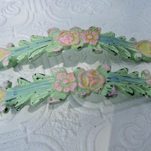 Set of 2 Floral Drawer Pulls, Multi Pastel Colors, 4 5/8" Centers