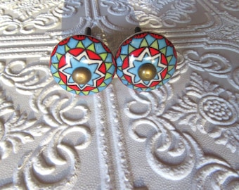 Set of 2 Colorful Ceramic Knobs
