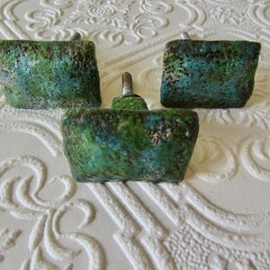 1 Blue and Green Antiqued and Aged Weathered Knob