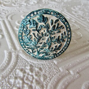 Distressed Green Tree Knobs on Cream Round Hardware