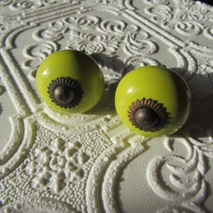 Set of 2 Citrus Green Ceramic Knobs
