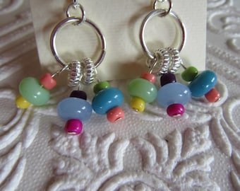 Colorful Layered Drops with Silver Accents Earrings