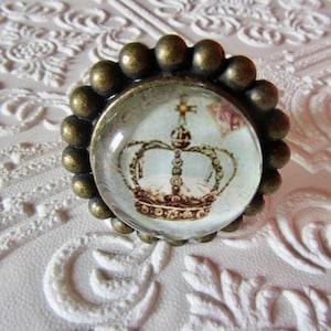 Aqua Crown Vintage Style Glass and Aged Brass Knob Available Individually