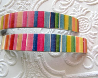 Set of 2 Colorful Striped Drawer Pulls, Rainbow Accents for Drawers or Cabinets