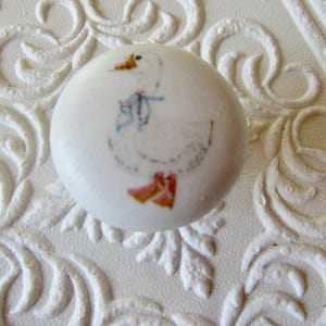White Goose with Blue Bow Ceramic Knob Available Individually